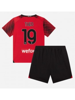 AC Milan Theo Hernandez #19 Heimtrikotsatz für Kinder 2023-24 Kurzarm (+ Kurze Hosen)